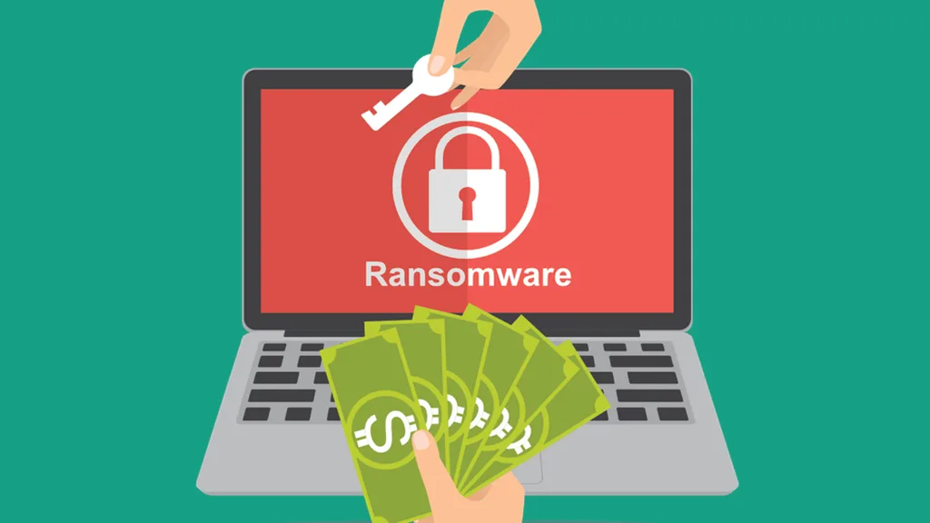 Ataque de ransomware con archivos encriptados